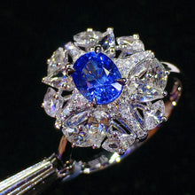 Load image into Gallery viewer, GIS Certified 1.08ct Natural Sapphire & Diamond Ring 18K White Gold