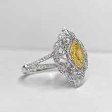 Load image into Gallery viewer, 0.437ctw Certified Natural Yellow Diamond Ring 18K White Gold