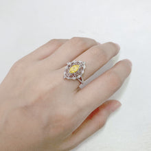 Load image into Gallery viewer, 0.437ctw Certified Natural Yellow Diamond Ring 18K White Gold