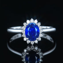 Load image into Gallery viewer, GRC Certified 1.450ctw Unheated Natural Sapphire & Diamond Ring 18K White Gold