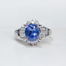 Load image into Gallery viewer, 2.110ctw Certified Sapphire & Diamond Ring 18K White Gold