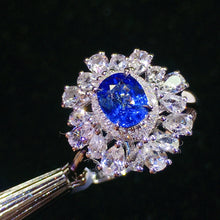 Load image into Gallery viewer, GIS Certified 0.990ct Natural Unheated Sapphire & Diamond Ring 18K White Gold