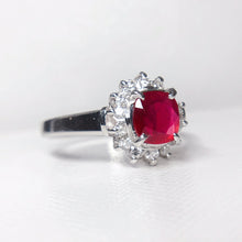 Load image into Gallery viewer, 1.16ctw Certified Ruby & Diamond Ring 18K White Gold