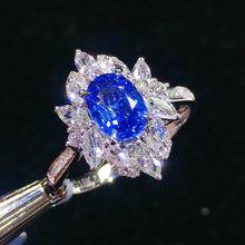 Load image into Gallery viewer, GIS Certified 1.240ctw Unheated Sapphire & Diamond Ring 18K White Gold