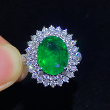 Load image into Gallery viewer, 3.00ct Certified Emerald & Diamond Ring in 18K White Gold