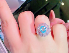 Load image into Gallery viewer, GUILD Certifie 4.40ctw Natural Neon Blue Paraiba Tourmaline & Diamond Ring in 18K Gold