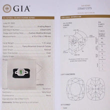 Load image into Gallery viewer, GIA Certified 1.31ct Cushion Natural Yellow Diamond Ring in 18K Gold