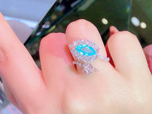 Load image into Gallery viewer, Guild Certified 4.10ctw Natural Neon Blue Paraiba Tourmaline Ring in 18K Gold