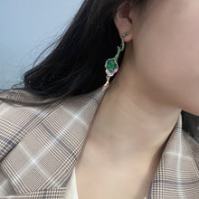 Load image into Gallery viewer, GRC Certified 16.255ctw Vivid Green Natural Emerald & Diamond Earrings