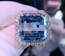 Load image into Gallery viewer, GRC Certified 24.60ct Natural Santa Maria Aquamarine Ring in 18K Gold