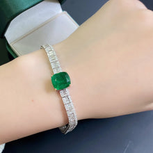 Load image into Gallery viewer, GRC Certified 6.95ctw Natural Muzo Green Emerald & Diamond Bangle