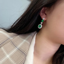 Load image into Gallery viewer, GRC Certified 11.205ctw Vivid Green Natural Emerald & Diamond Earrings