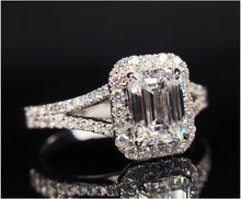 Load image into Gallery viewer, 1.35ctw E VS1 Emerald Diamond Ring