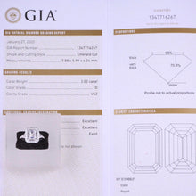 Load image into Gallery viewer, GIA Certified 2.02ct D VS2 Natural Emerald Cut Diamond Ring in 18K Gold