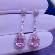 Load image into Gallery viewer, 3.75ct Certified Pink Morganite & Diamond Earrings in 18K White Gold