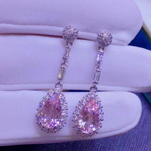 Load image into Gallery viewer, 3.75ct Certified Pink Morganite & Diamond Earrings in 18K White Gold