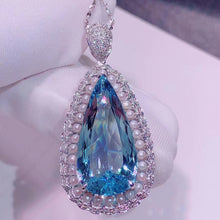 Load image into Gallery viewer, 9.17 ct Certified Santa Maria Aquamarine & Diamond Pendant in 18K White Gold