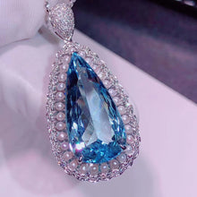 Load image into Gallery viewer, 9.17 ct Certified Santa Maria Aquamarine & Diamond Pendant in 18K White Gold