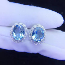 Load image into Gallery viewer, 4.8ct Certified Aquamarine & Diamond Earrings in 18K White Gold