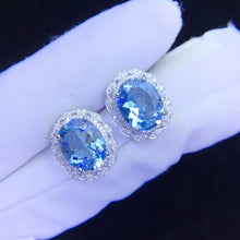 Load image into Gallery viewer, 4.8ct Certified Aquamarine & Diamond Earrings in 18K White Gold