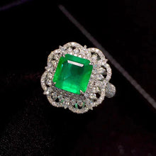 Load image into Gallery viewer, 3.00ct Certified Emerald & Diamond Ring in 18K White Gold