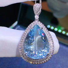 Load image into Gallery viewer, 14.63ct Certified Aquamarine & Diamond Pendant in 18K White Gold