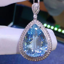 Load image into Gallery viewer, 14.63ct Certified Aquamarine & Diamond Pendant in 18K White Gold