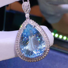 Load image into Gallery viewer, 14.63ct Certified Aquamarine & Diamond Pendant in 18K White Gold