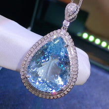 Load image into Gallery viewer, 14.63ct Certified Aquamarine & Diamond Pendant in 18K White Gold