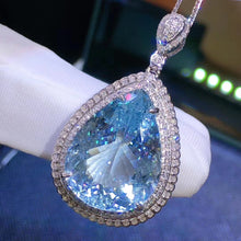 Load image into Gallery viewer, 14.63ct Certified Aquamarine & Diamond Pendant in 18K White Gold