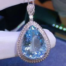 Load image into Gallery viewer, 14.63ct Certified Aquamarine & Diamond Pendant in 18K White Gold