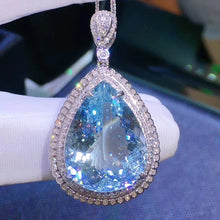 Load image into Gallery viewer, 14.63ct Certified Aquamarine & Diamond Pendant in 18K White Gold