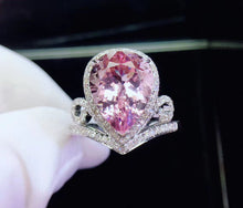 Load image into Gallery viewer, 4.96ct Certified Morganite & Diamond Ring 18K White Gold