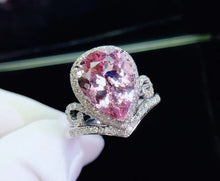 Load image into Gallery viewer, 4.96ct Certified Morganite & Diamond Ring 18K White Gold