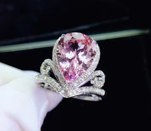 Load image into Gallery viewer, 4.96ct Certified Morganite & Diamond Ring 18K White Gold