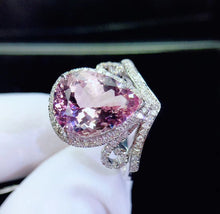 Load image into Gallery viewer, 4.96ct Certified Morganite & Diamond Ring 18K White Gold