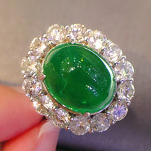 Load image into Gallery viewer, 10.18ctw Certified Natural Emerald & Diamond Ring 18K White Gold