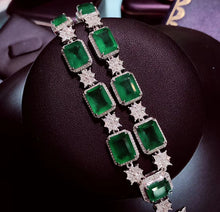 Load image into Gallery viewer, 45.30ctw CertifiedNatural Emerald & Diamond Necklace 18K White Gold