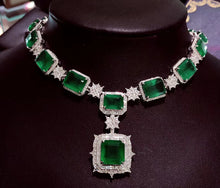 Load image into Gallery viewer, 45.30ctw CertifiedNatural Emerald & Diamond Necklace 18K White Gold