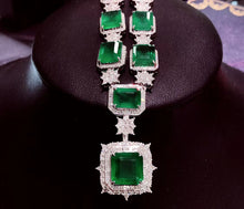 Load image into Gallery viewer, 45.30ctw CertifiedNatural Emerald & Diamond Necklace 18K White Gold