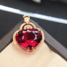 Load image into Gallery viewer, 11.38ctw Certified Natural Rubellite Tourmaline & Diamond Pendant 18K White Gold