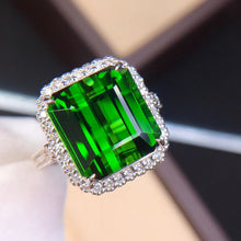 Load image into Gallery viewer, 10.36ctw Certified Natural Green Tourmaline & Diamond Ring 18K White Gold