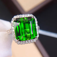 Load image into Gallery viewer, 10.36ctw Certified Natural Green Tourmaline & Diamond Ring 18K White Gold