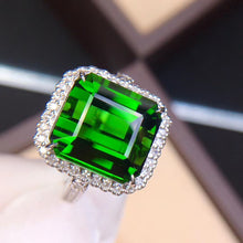 Load image into Gallery viewer, 10.36ctw Certified Natural Green Tourmaline & Diamond Ring 18K White Gold