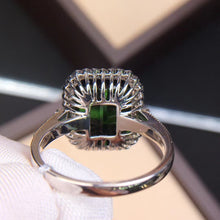 Load image into Gallery viewer, 10.36ctw Certified Natural Green Tourmaline & Diamond Ring 18K White Gold