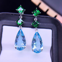 Load image into Gallery viewer, 8.18ctw Certified Aquamarine & Diamond Earrings 18K White Gold