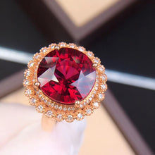 Load image into Gallery viewer, 8.390ct Certified Natural Red Tourmaline & Diamond Ring 18K White Gold