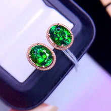 Load image into Gallery viewer, 5.28ctw Certified Natural Tourmaline & Diamond Earrings 18K White Gold