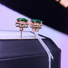 Load image into Gallery viewer, 5.28ctw Certified Natural Tourmaline & Diamond Earrings 18K White Gold