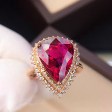 Load image into Gallery viewer, 7.79ctw Certified Natural Red Tourmaline & Diamond Ring 18K White Gold